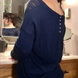 Navy Light Knit Semi-Sheet Top